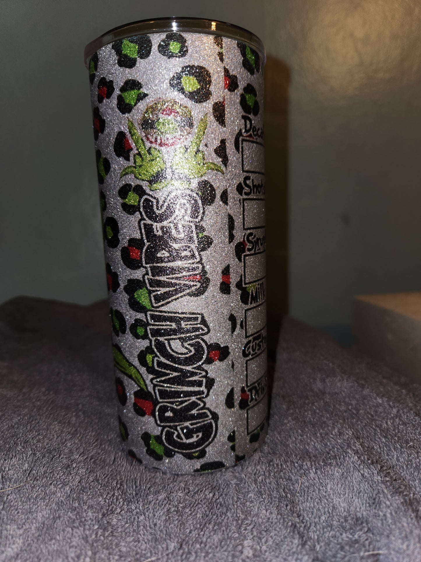 Grinch Vibes 15 oz Glitter Tumbler